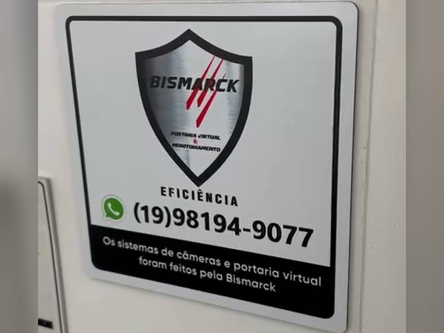 Placa da Bismarck num prédio entregue: os sistemas de câmeras e portaria virtual foram feitos pela Bismarck